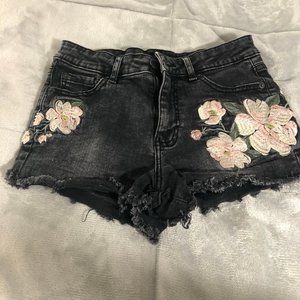 Floral jean shorts